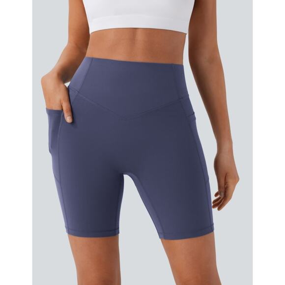 Halara UltraSculpt Cinched Tummy Control Shaping Biker Shorts 7'' Blue S - Picture 4 of 9